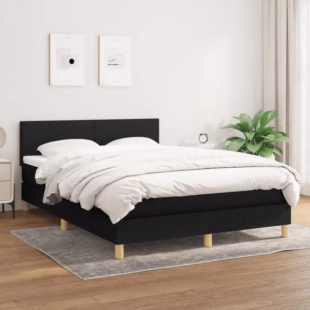 Letto Ibrido con Giroletto a Molle e Materasso vidaXL, Colore Nero e Bianco, L/P/H: 140 x 190 x 88 cm
