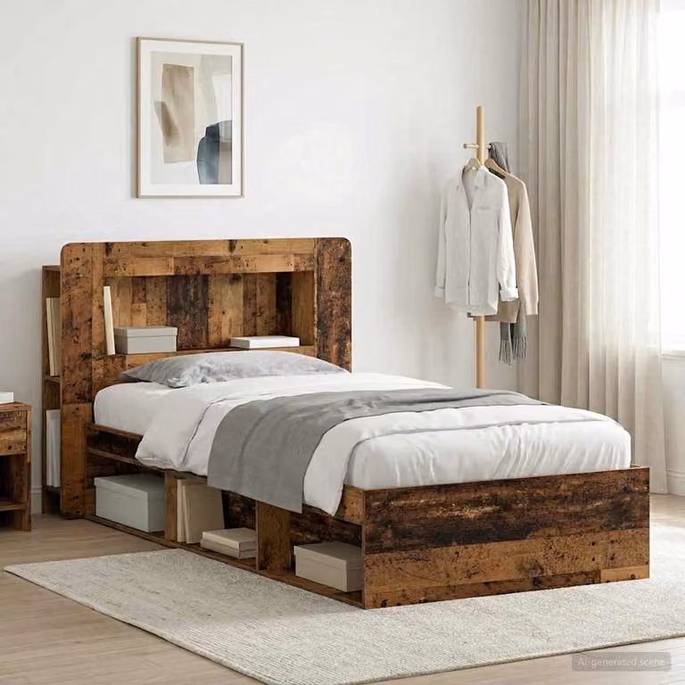 vidaXL Telaio del letto con cassetti in legno color marrone L/P/H: 190 x 90 x 119,5 cm