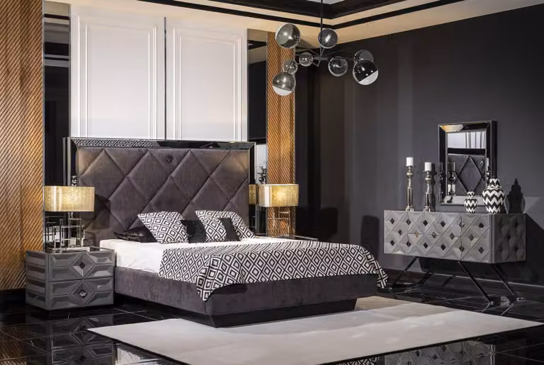 Schlafzimmer Set Bett 2x Nachttische Schminktisch Spiegel -Qualität Komplett