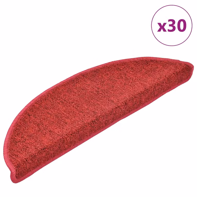 Set di 30 tappetini per scale autoadesivi vidaXL rossi, antiscivolo e fonoassorbenti, L: 56 cm, P: 17 cm, H: 3 cm