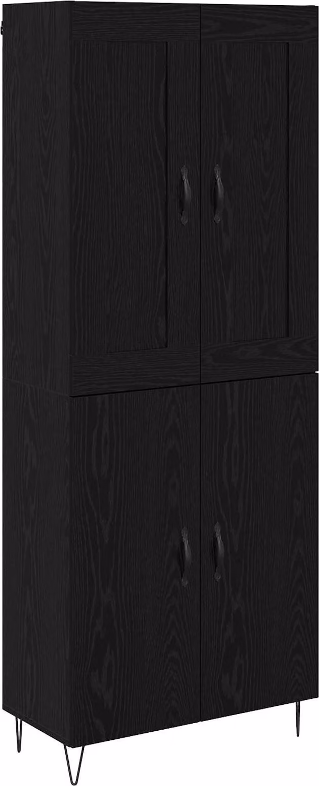 Credenza Rovere Nero 69,5 x 34 x 180 cm Legno multistrato