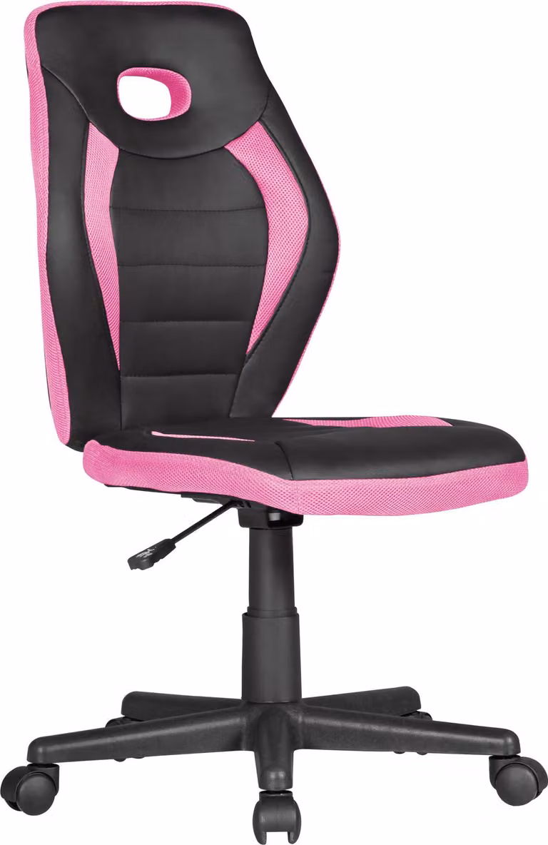 Sedia girevole per bambini LUAN nero/rosa per bambini a partire da 6 anni con schienale