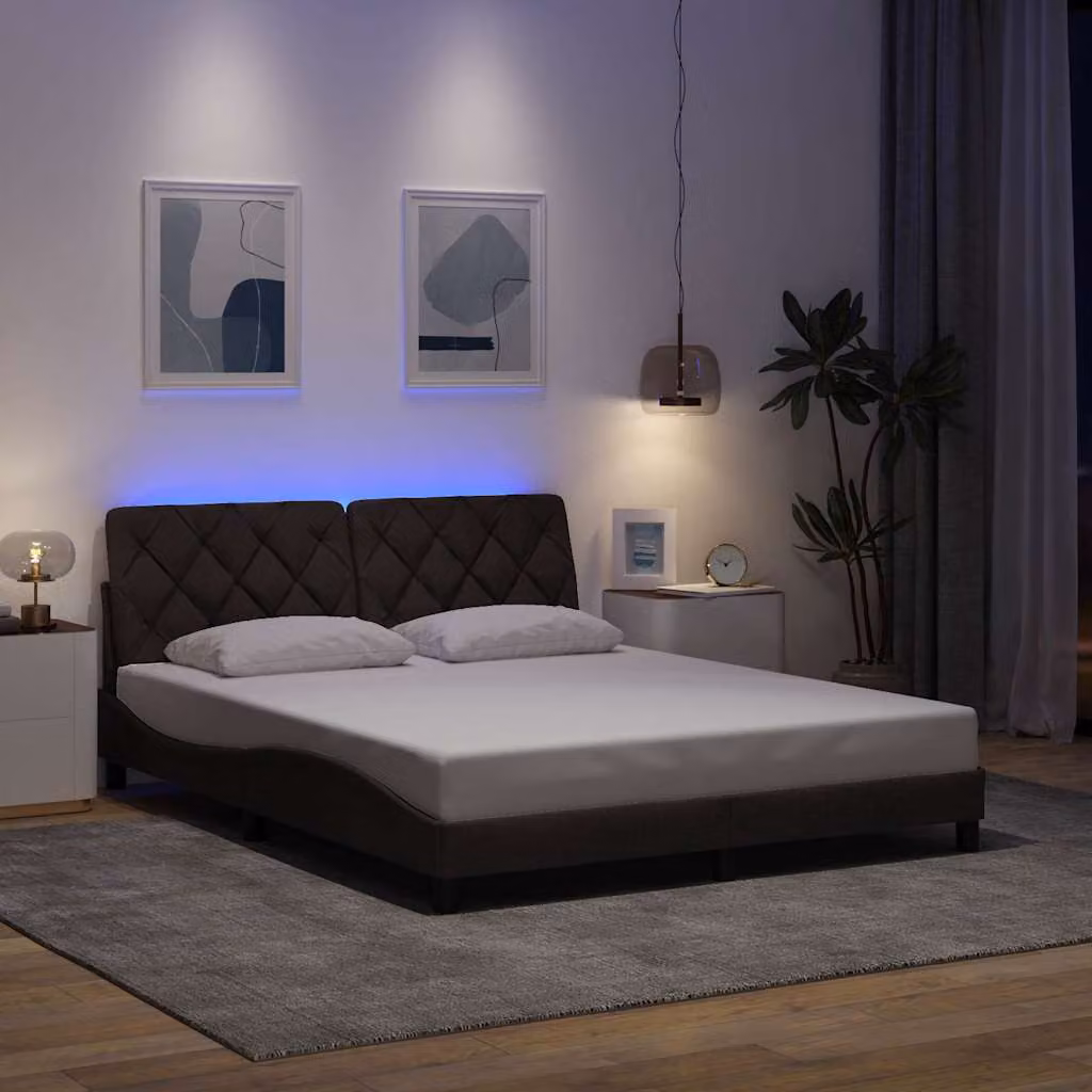 vidaXL Giroletto moderno con illuminazione LED e porta di ricarica USB in tessuto, L/P: 160 x 200 cm