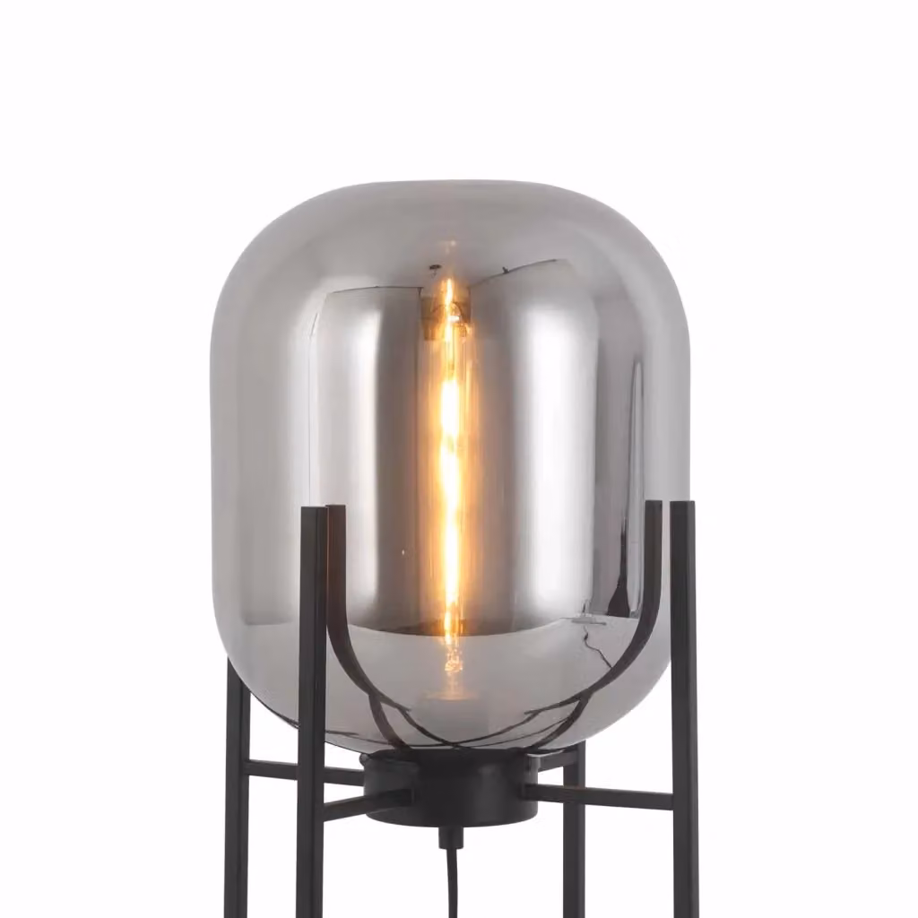 LÚZETE Lampada da tavolo Cordelia in metallo e vetro nero e grigio trasparente – 2