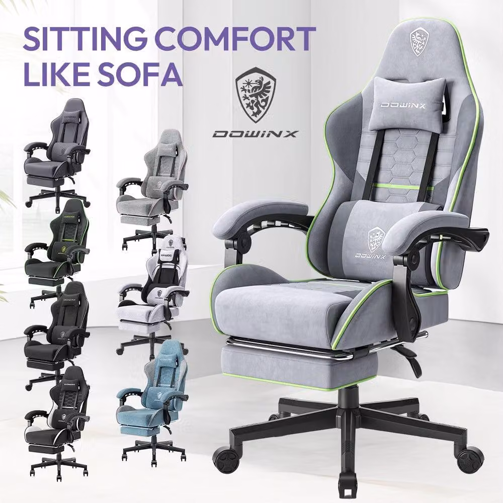 Sedia da gaming ergonomica – Sedia da ufficio – Sedia per l'ufficio – Grigio-verde – Schienale alto – Molle insacchettate