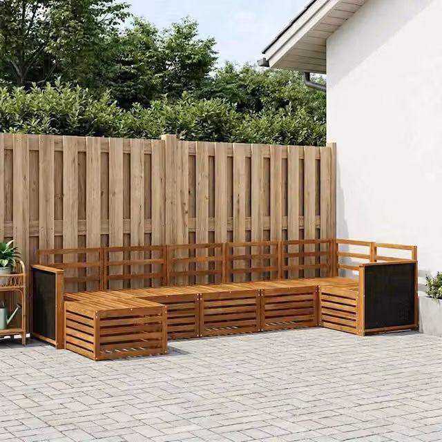 Set di divani da esterno 6 pz Naturale Legno di Acacia Massello 3384610