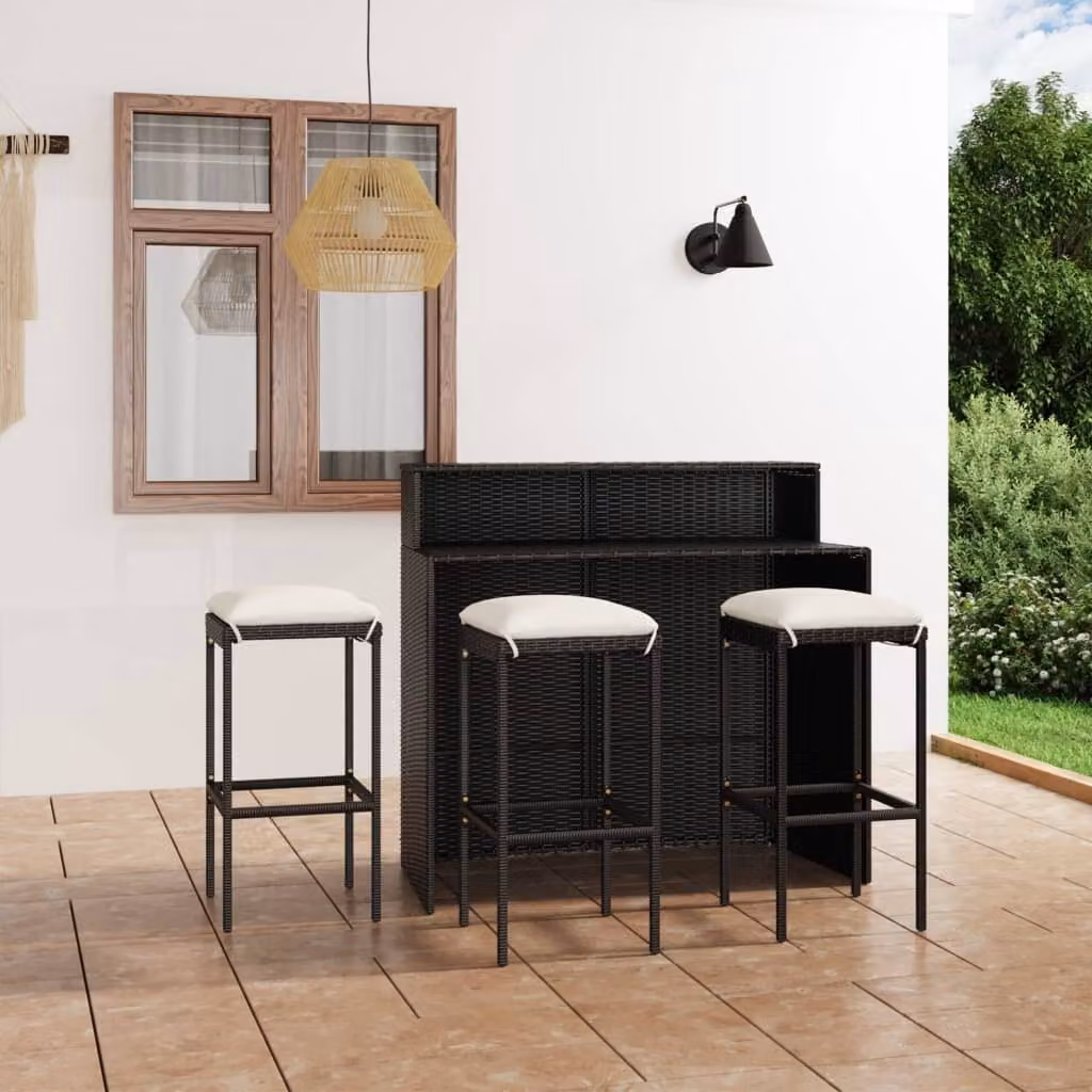 Maison Exclusive - Set da giardino da 4 pezzi con cuscini, nero