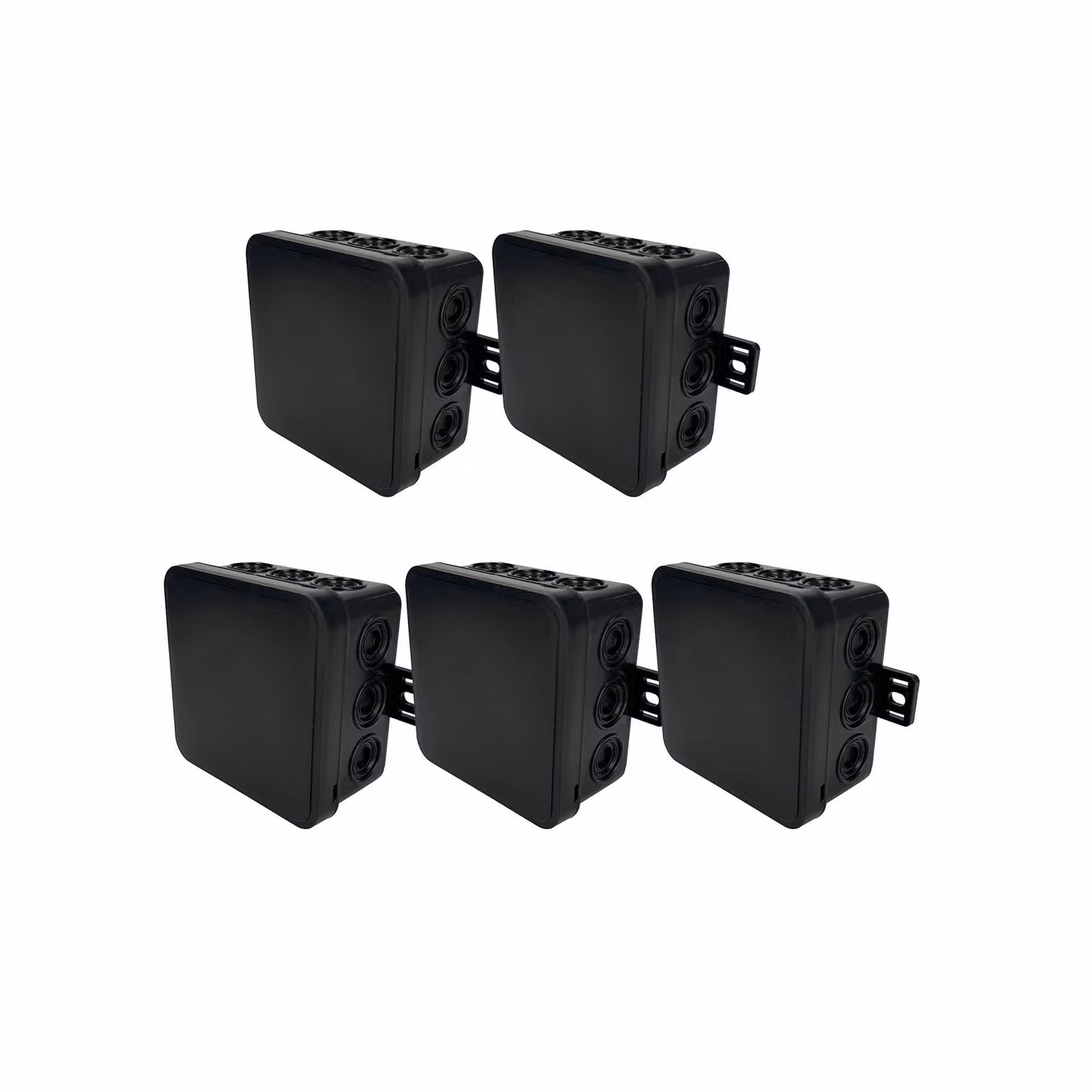 5x Scatola di derivazione a montaggio esterno 75x75x41mm IP54 con 12 ingressi cavi a scatto e aperture per fori neri V5 EDO777912 EDO Technic