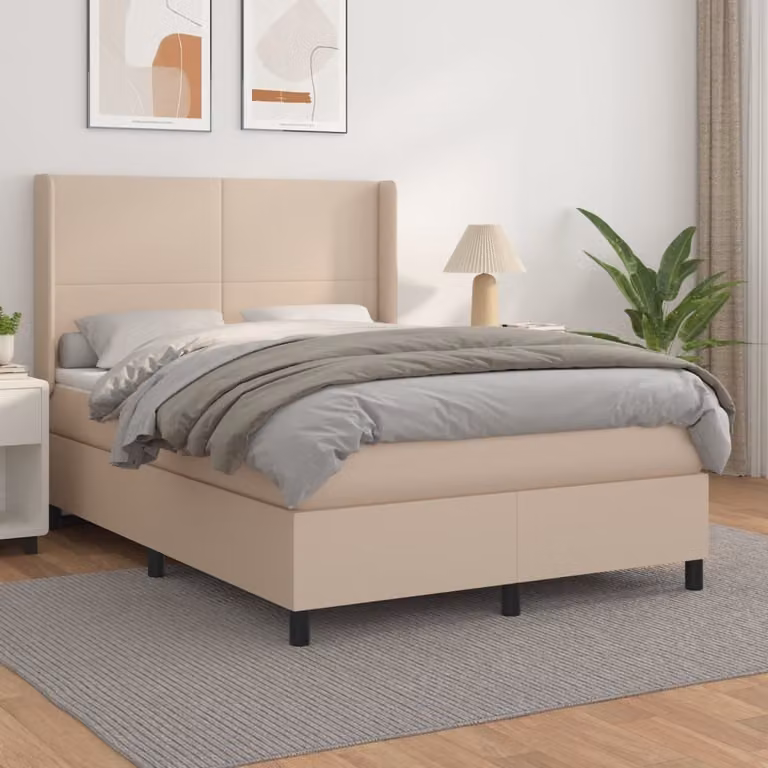 Maison Exclusive - Giroletto a Molle con Materasso Cappuccino 140x190cm Pelle finta