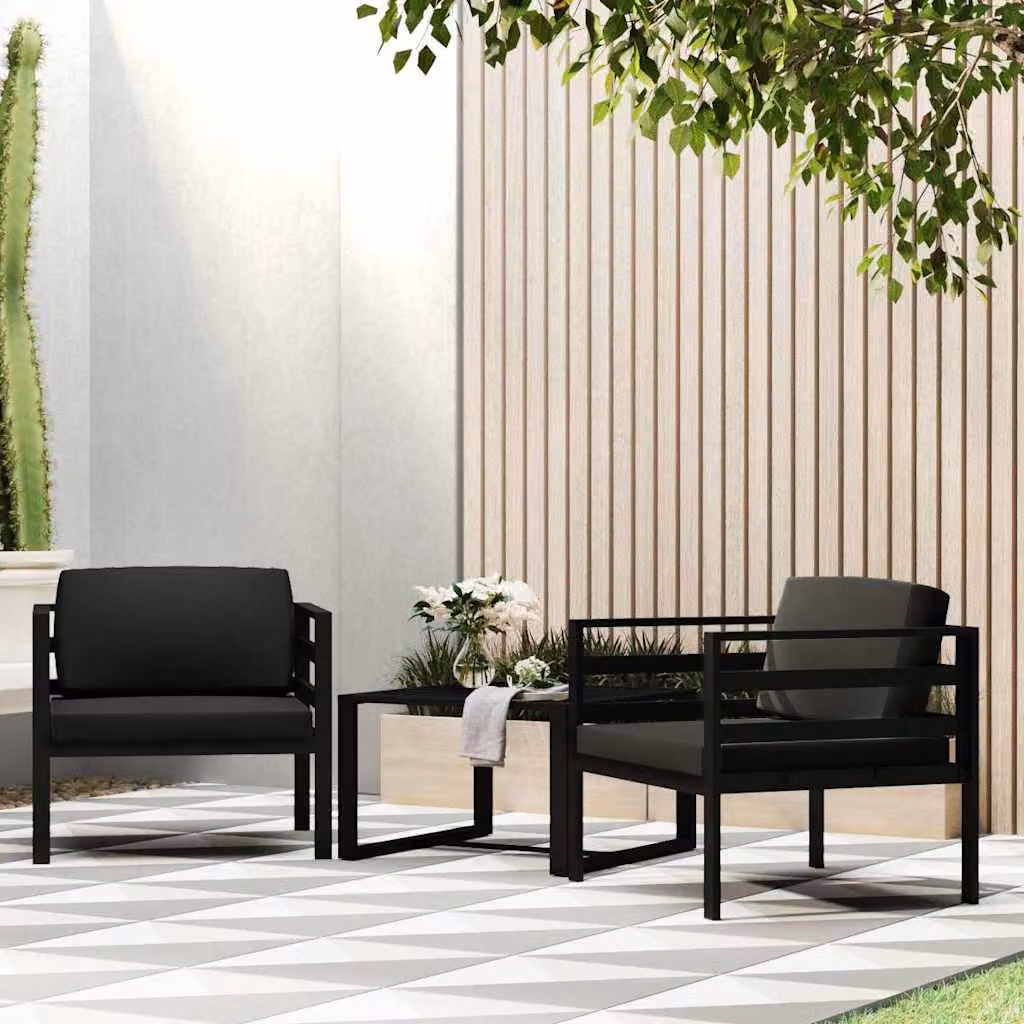Set di 2 divani singoli vidaXL con cuscini in alluminio colore antracite