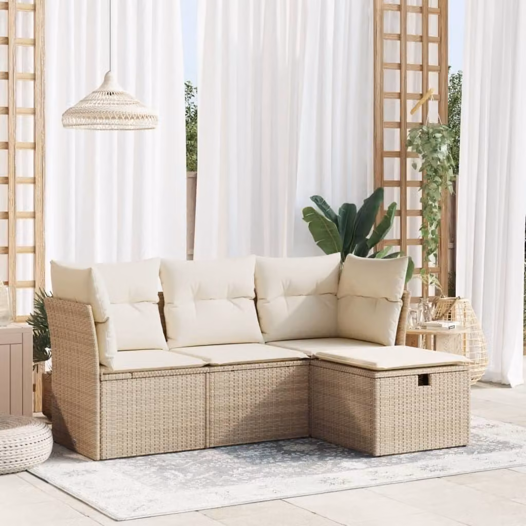 Maison Exclusive - Set di 4 divani da giardino con cuscini in polyrattan beige