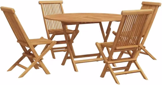 Set da Pranzo per Giardino 5 pcs Marrone Legno di teak solido 3385967