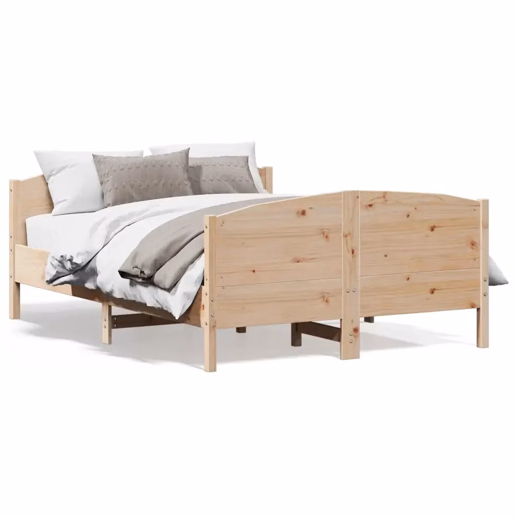 Giroletto vidaXL in legno massello di pino marrone con doghe piatte fisse L/P/H: 160 x 200 cm – 2