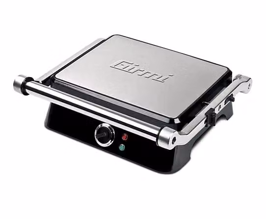 Bistecchiera Girmi Petravera con contenitore olio antiaderente, 1400 W, Nero e Inox