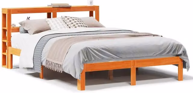 Letto matrimoniale | Letto per adulti | Letto senza Materasso Marrone Cera 135x190 cm in Legno di Pino