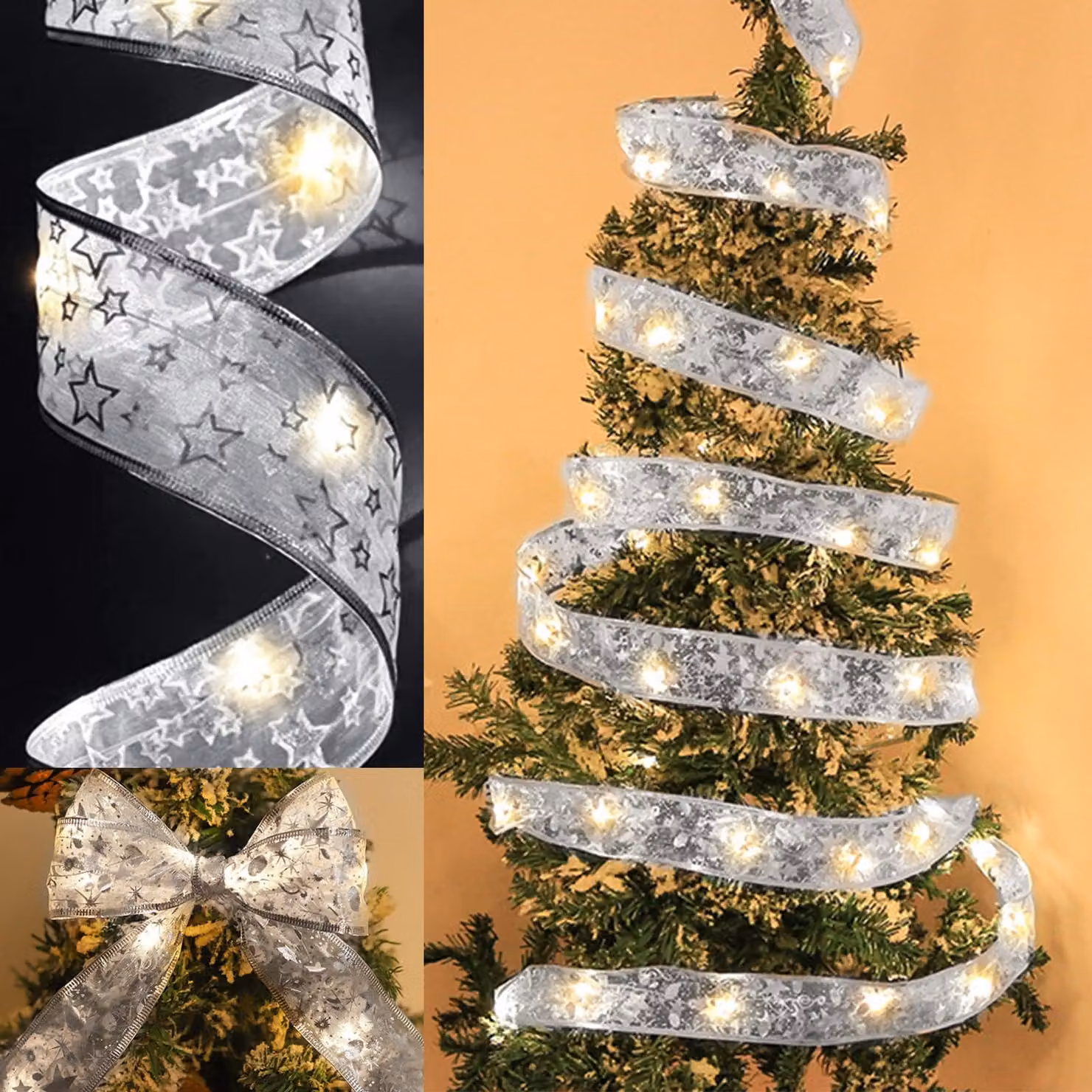 Catena luminosa natalizia, lunghezza 550 cm, 50 LED, colore argento