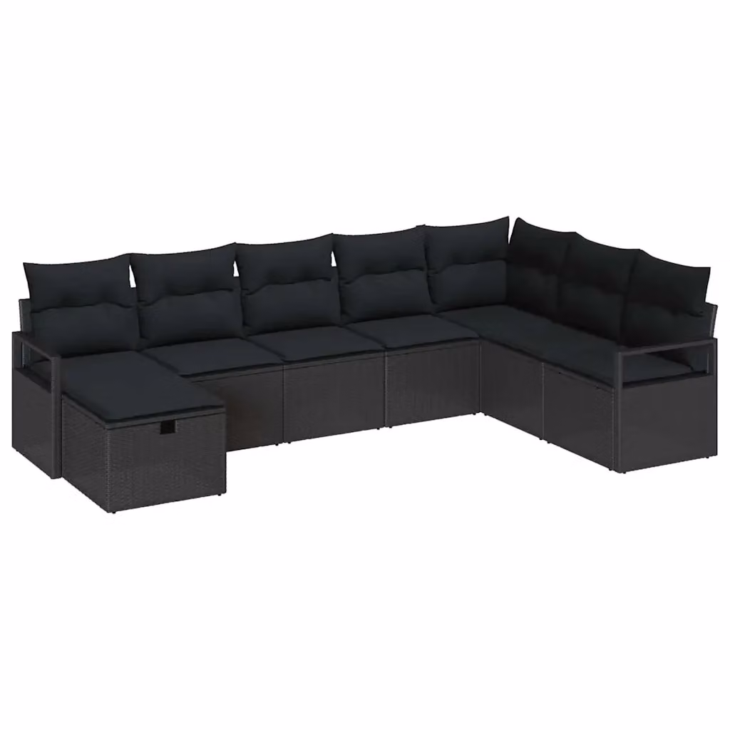 Set di divani da giardino vidaXL in polyrattan nero con cuscini inclusi – 2