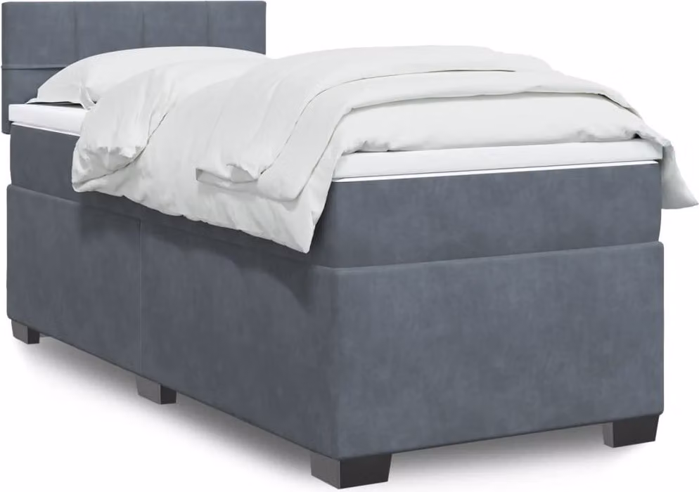 Maison Exclusive - Giroletto a Molle con Materasso Grigio Scuro 90x200 cm Velluto