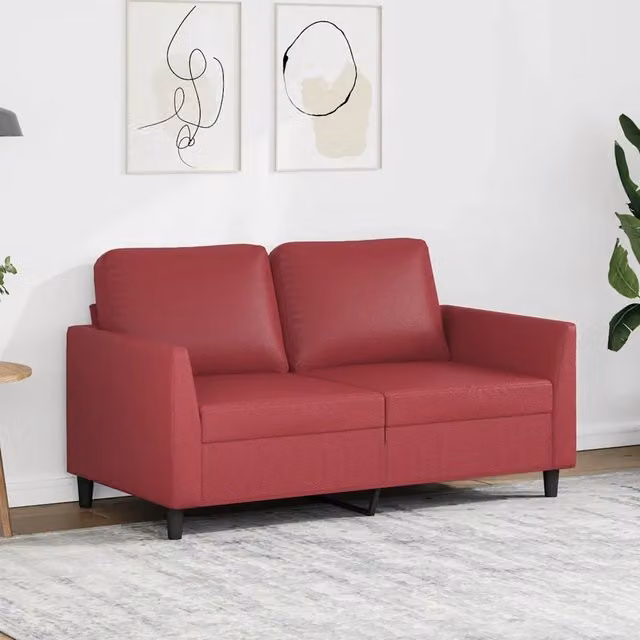 Divano a 2 Posti Rosso Vino 120 cm in Similpelle 359331