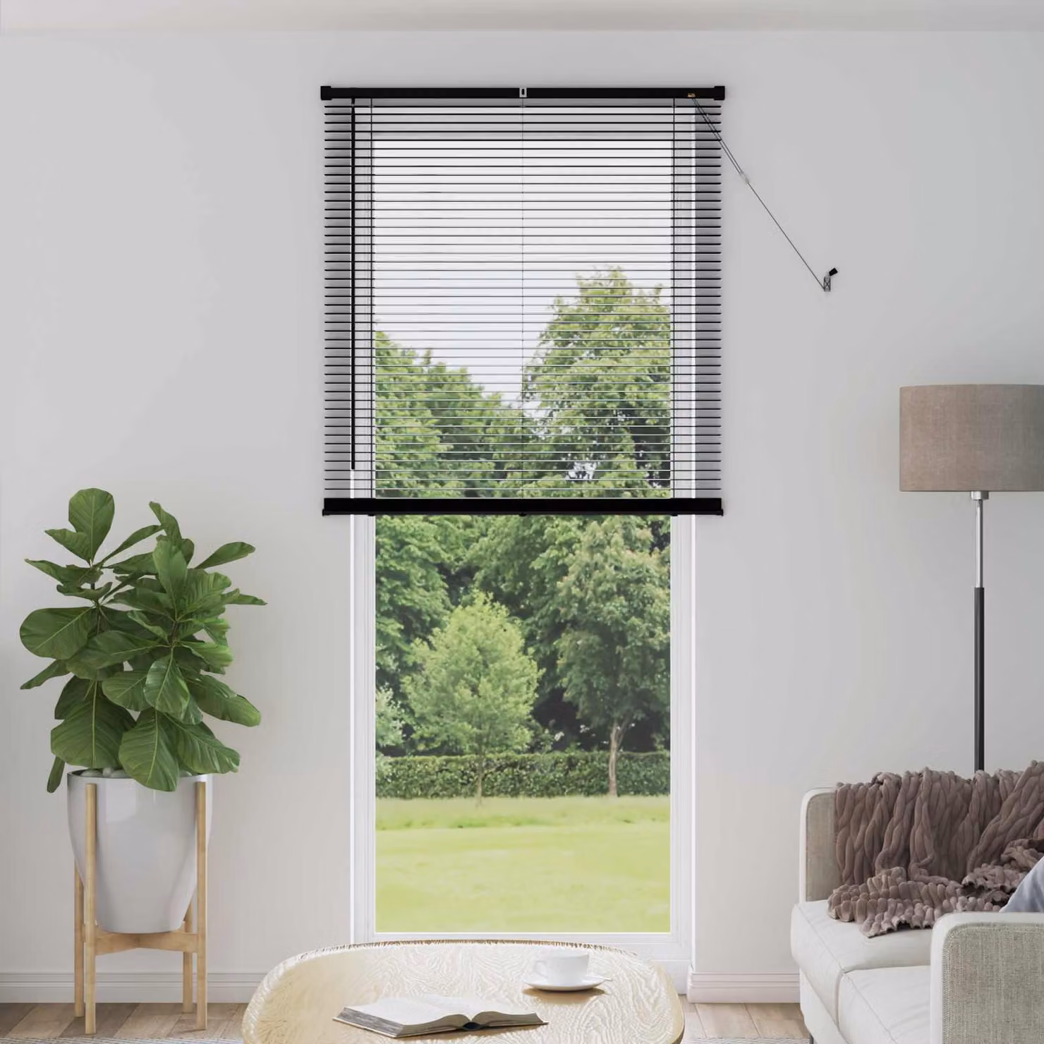 Tenda Veneziana vidaXL in PVC Nero, L: 80 cm, H: 213 cm, Larghezza delle lamelle: 25 mm