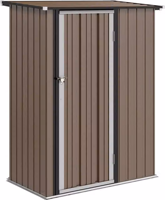 Casetta da giardino 1,07 m2 ¨C Xylo ¨C Acciaio marrone con tetto spiovente 142x86x189 cm