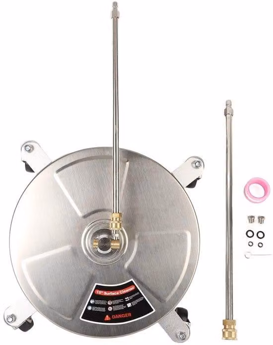 Idropulitrice professionale da 15 pollici, ad alta efficienza, con una pressione di 4000 PSI, realizzata in acciaio, dotata di 4 ruote e con attacco rapido da 1/4 di pollice. Include un accessorio per la pulizia di terrazze