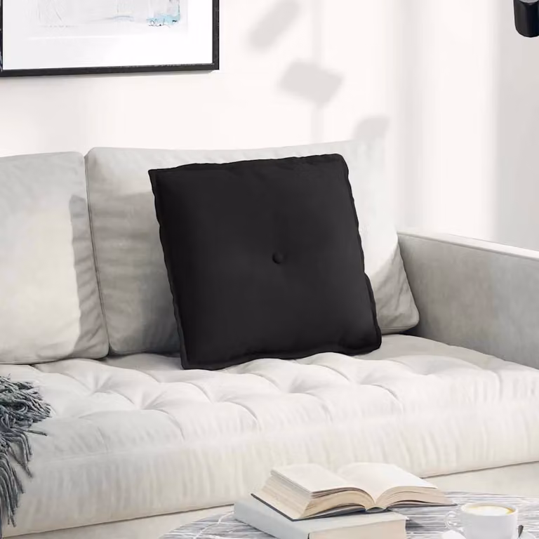 vidaXL Cuscino per la Schiena Nero con Rivestimento Rimovibile in Microfibra e Poliestere L 50 cm x P 45 cm