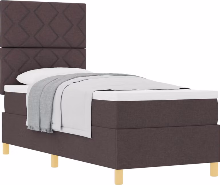 Letto a molle con materasso marrone scuro 80 x 200 cm in tessuto