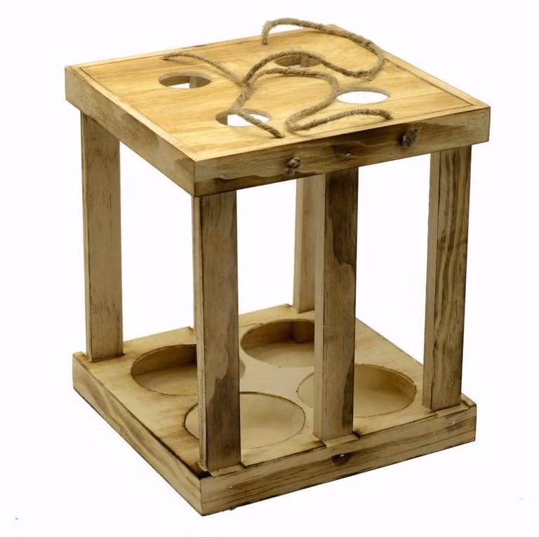 Portabottiglie vino legno rustico cm 22,2x22,3xh25,5