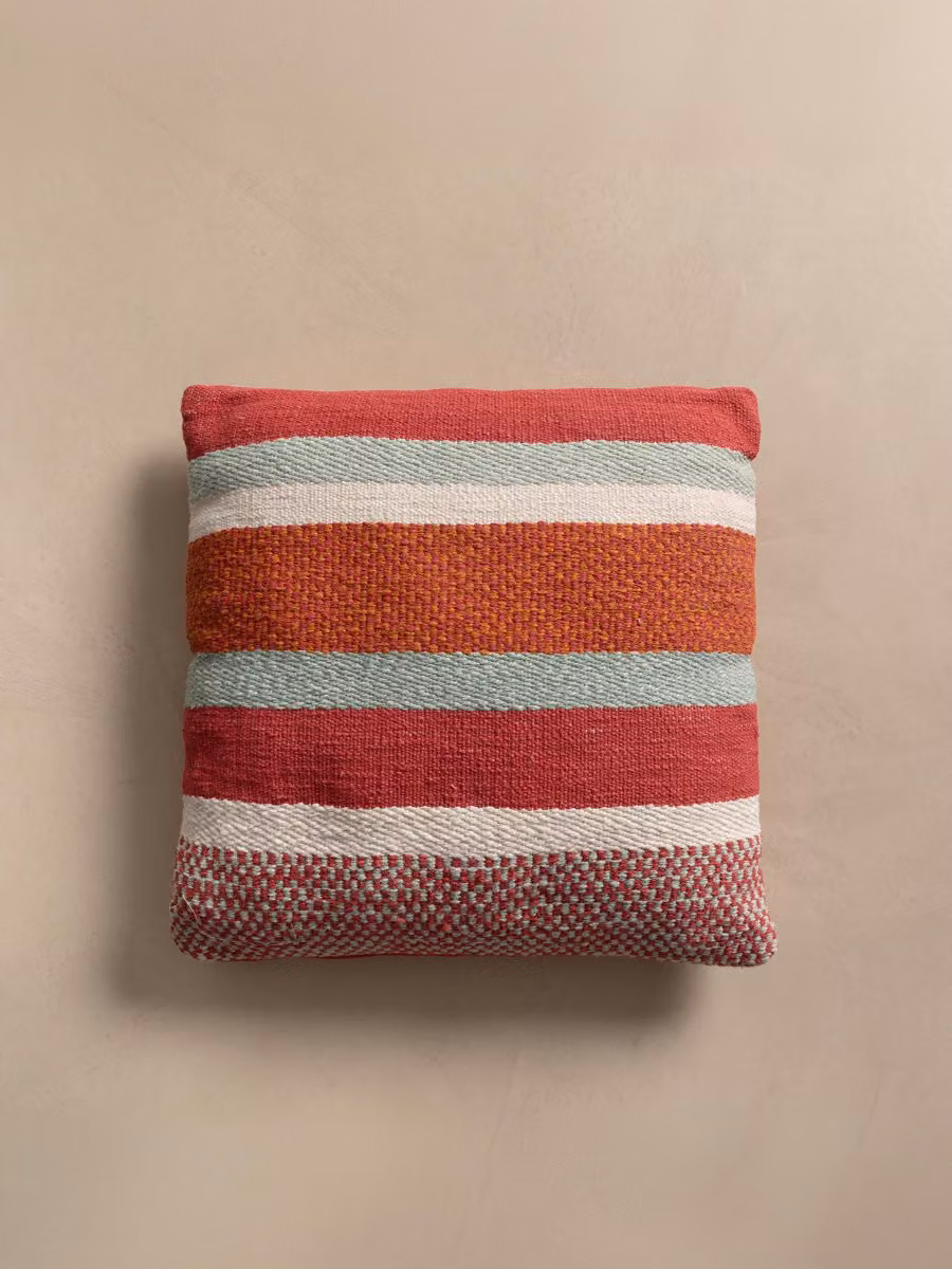 Cuscino quadrato Mico Kenay Home con fodera lavabile a righe rosso, arancione e bianco in cotone, L/P: 50 x 50 cm – 2