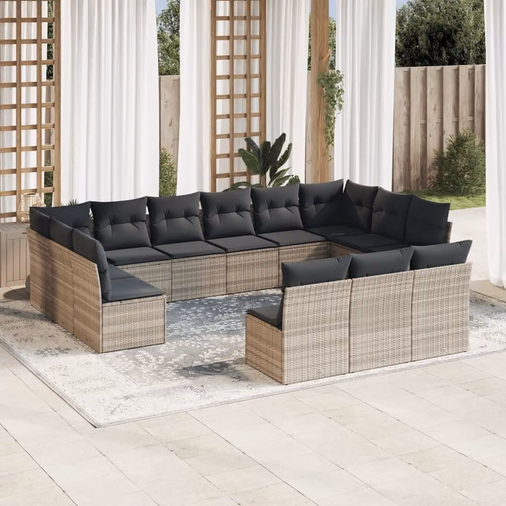 Maison Exclusive - Set Divani Giardino 13 pz con Cuscini Grigio Chiaro Polyrattan