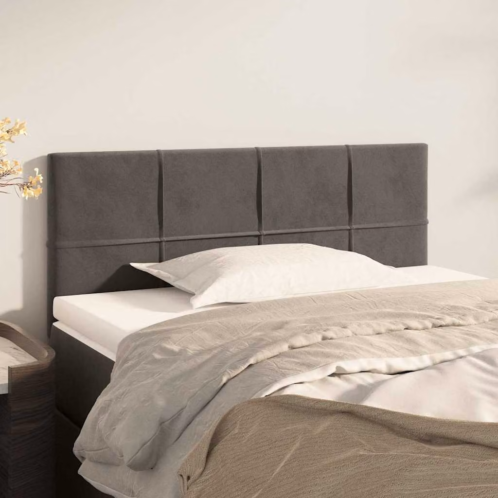 Testiera per letto vidaXL in velluto grigio scuro con struttura in legno L: 90 cm, P: 5 cm, H: 78-88 cm