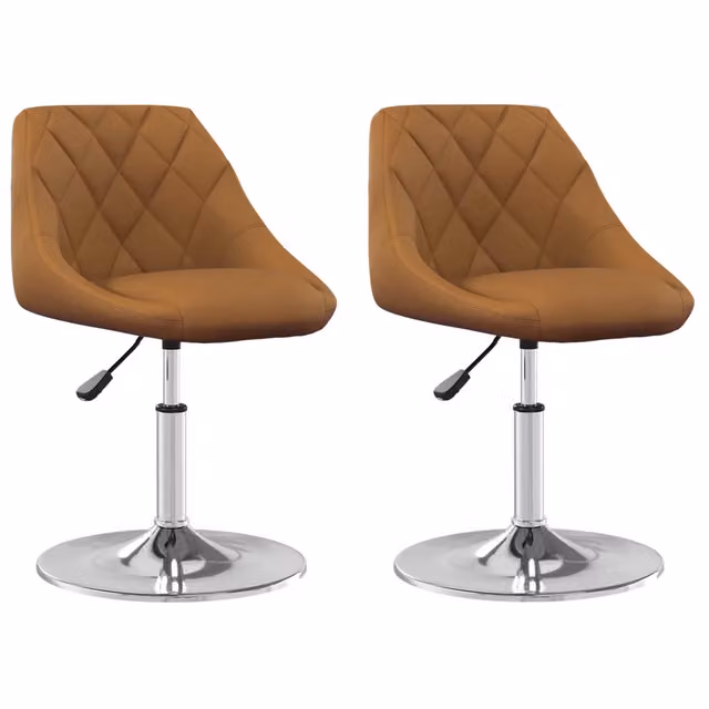 Set di 2 sedie da pranzo girevoli a 360 gradi in velluto marrone con design moderno per cucina e sala da pranzo
