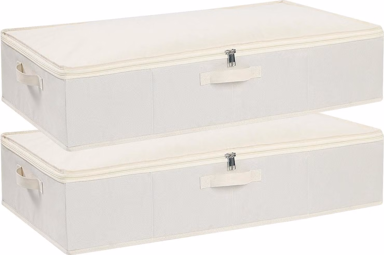 Scatola per sotto letto - Scatola per abiti - 2 pezzi - Beige - 60 x 30 x 15 cm