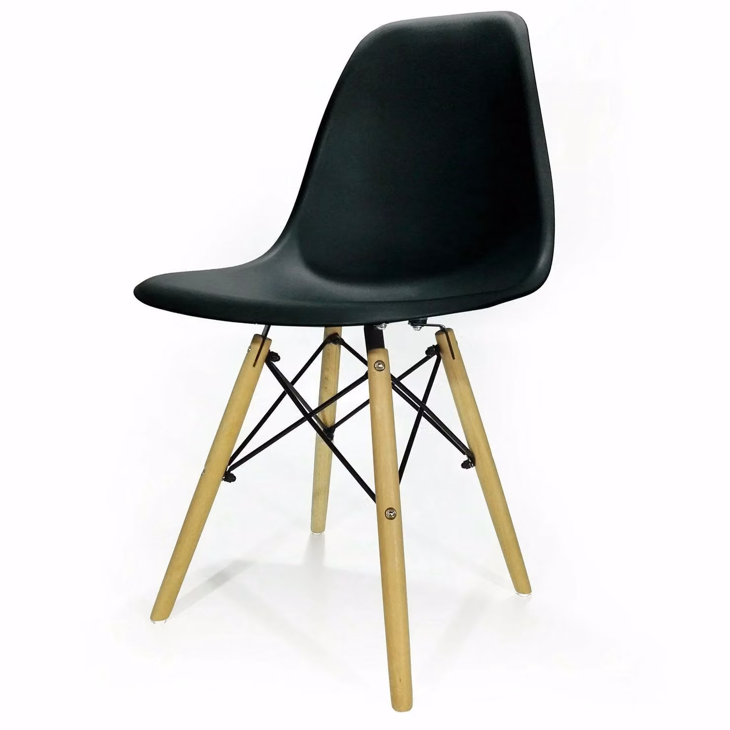 Sedia da pranzo Nordica VESTIAMO CASA in polipropilene nero con gambe in legno di faggio, H 82 x L 52 x P 47 cm