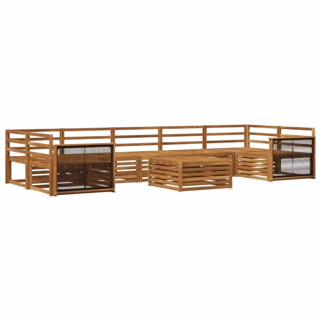 Set di divani da esterno moderno vidaXL in legno di acacia massello, 8 pezzi, colore marrone e beige – 2