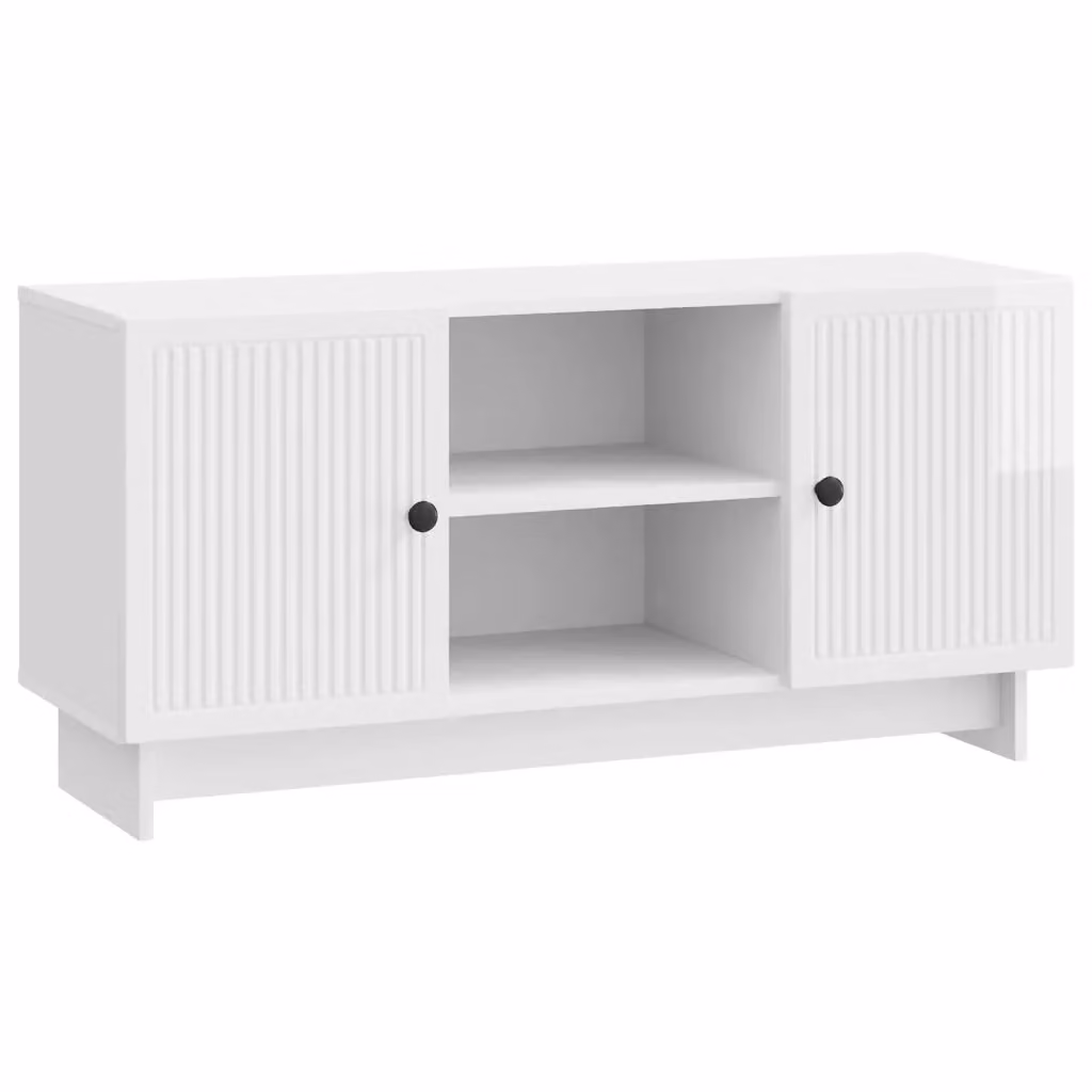 Mobile TV Bianco Lucido in MDF e Metallo L/P/H: 102 x 34,5 x 50 cm – 2