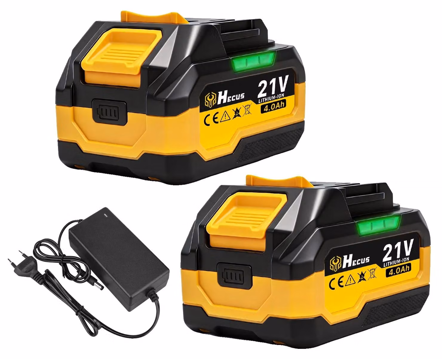 Batteria ricaricabile, capacità 4,5Ah, funzionamento sicuro, include: 2 batterie da 4,0Ah e 1 caricabatterie