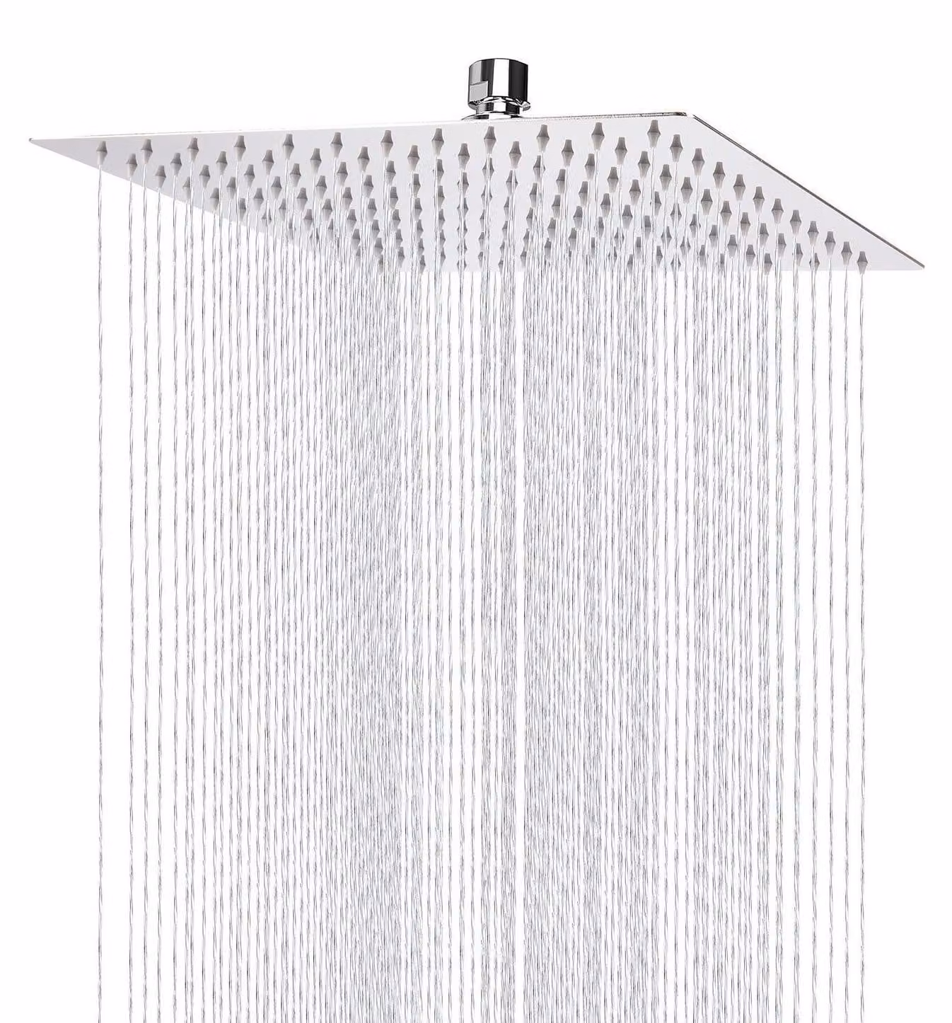 Doccia a pioggia quadrata da 25 cm, in acciaio inossidabile 304, con alta pressione, finitura cromata, per montaggio a parete o a soffitto