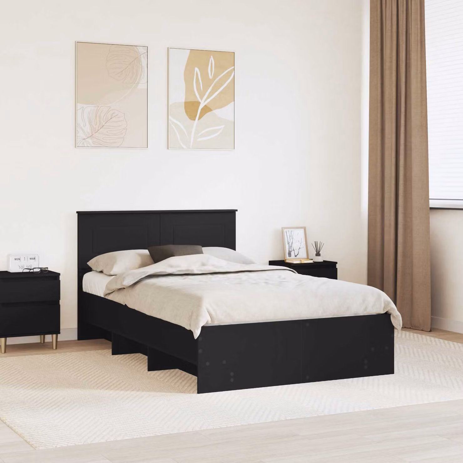 Struttura del letto moderna vidaXL in legno ingegnerizzato nero L 120 cm x P 200 cm x H 123 cm – 1