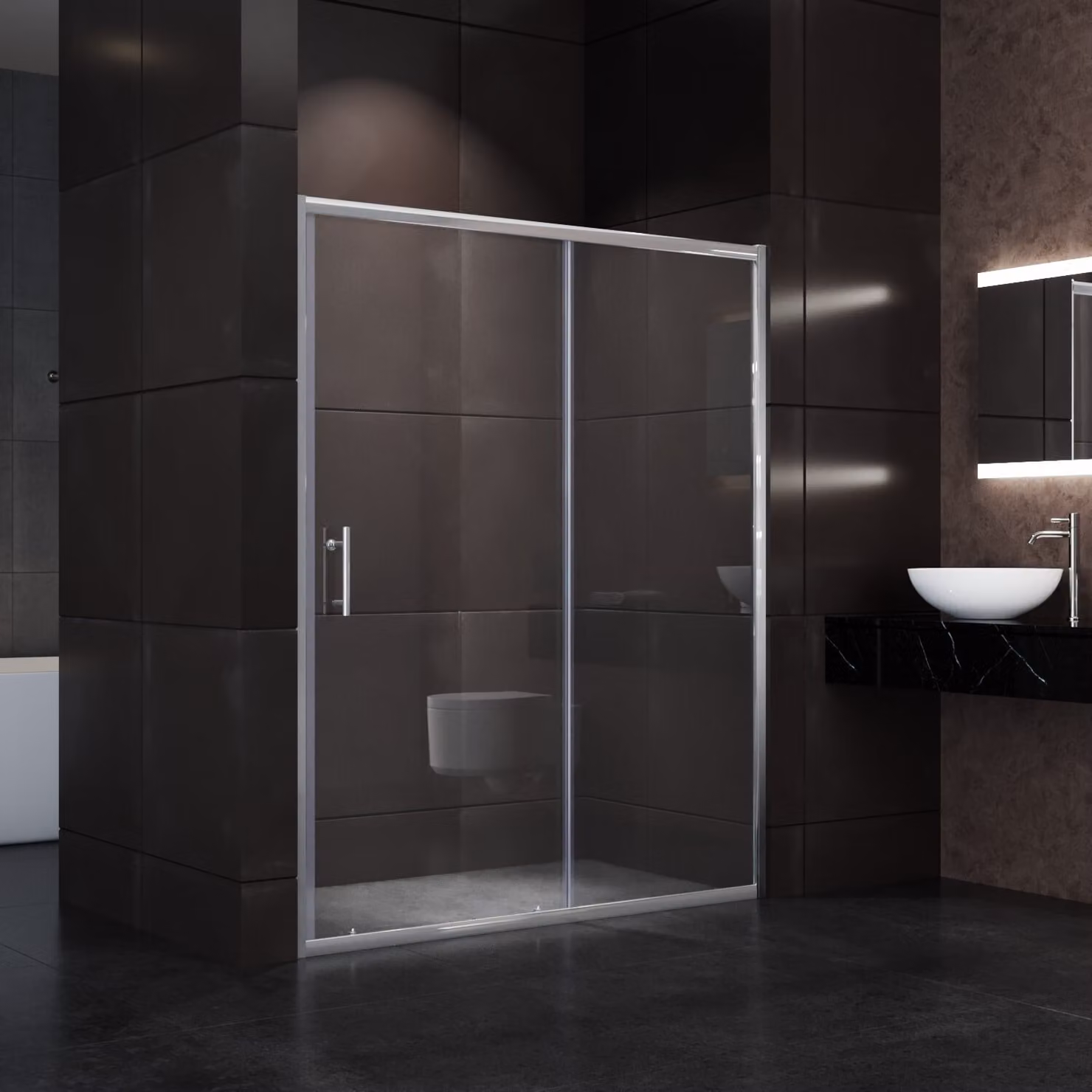 SONNI porta scorrevole 160x185cm doccia schermo doccia in vetro trasparente