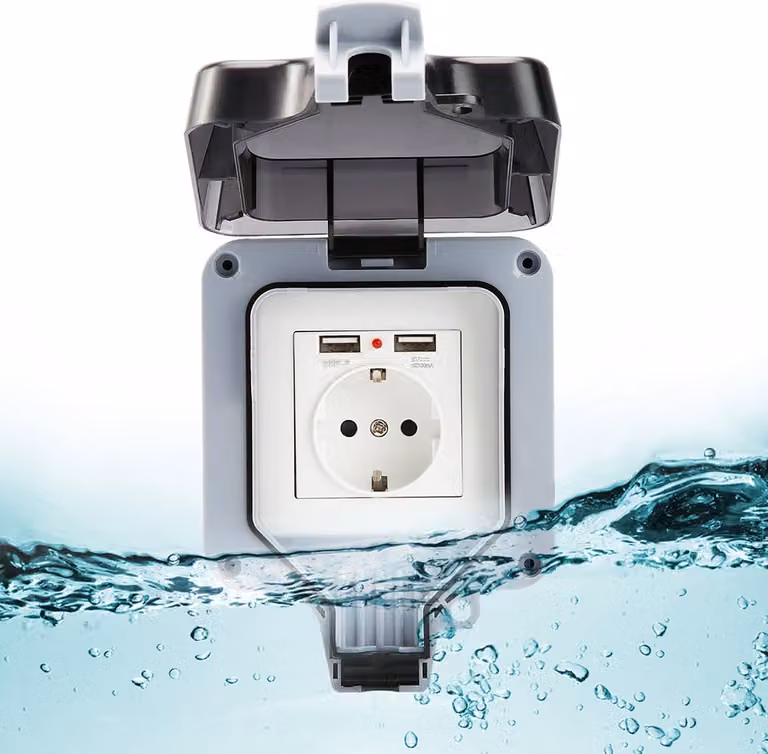 presa di corrente a 1 canale IP66 a tenuta stagna Presa di corrente a parete con copertura Presa di corrente da esterno Presa di corrente da giardino con porta USB