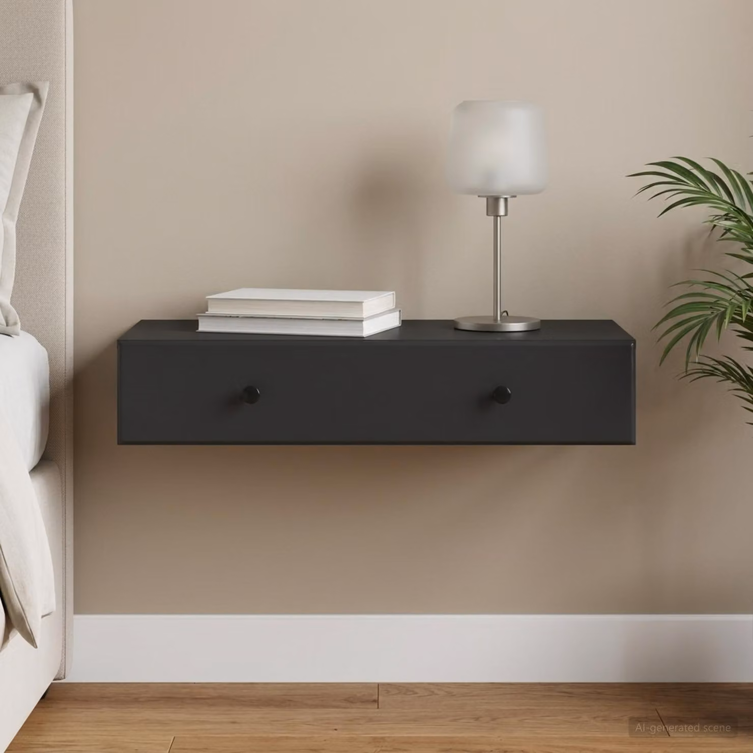 vidaXL Tavolino da Parete Laterale Moderno Nero in MDF L 87,5 x P 34,5 x H 17 cm