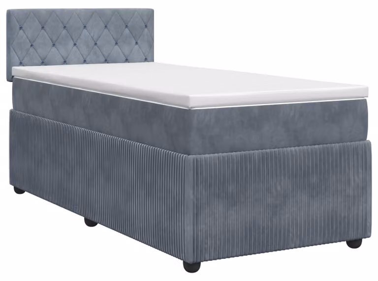 Letto a molle con materasso grigio scuro 90 x 190 cm in velluto