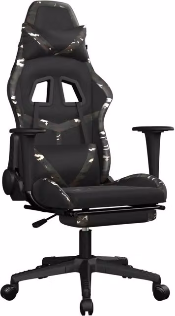 Sedia da Gaming Multicolore con Poggiapiedi e Riposo Testa in Similpelle Nero e Mimetico – 1