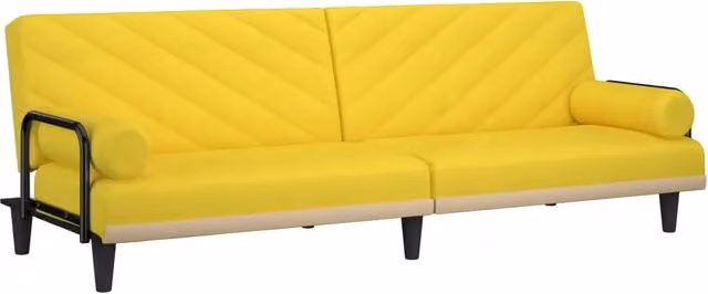 Divano Letto Moderno vidaXL Giallo con Struttura in Legno e Tessuto