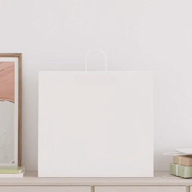 Sacchetti di carta con manici bianchi vidaXL, confezione da 250 pezzi, L: 54 cm, P: 15 cm, H: 49 cm