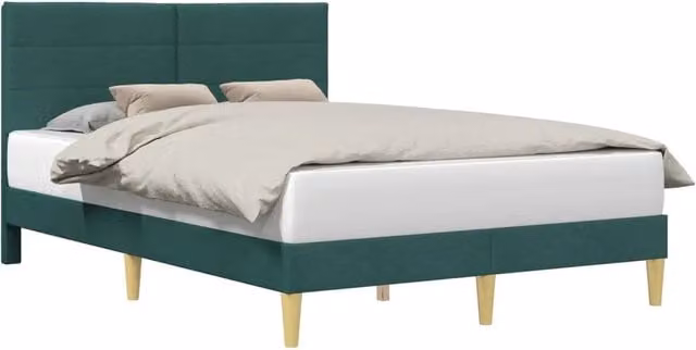 Letto matrimoniale moderno DESIGN IN in tessuto verde con struttura in legno composito L/P/H: 120 x 200 x 96 cm