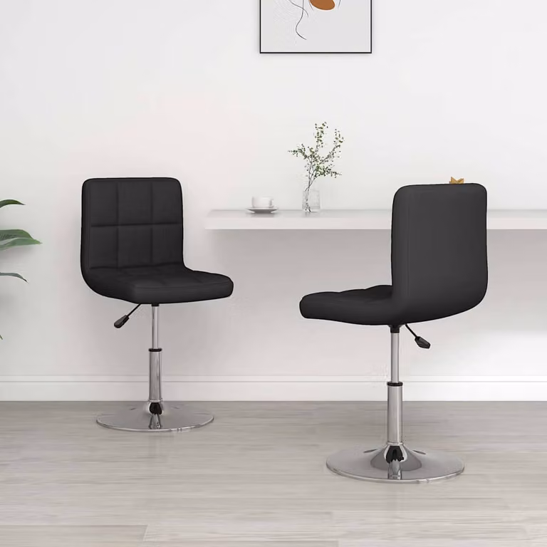 Set di 2 sedie da pranzo moderne vidaXL in similpelle nera con base girevole 360 gradi