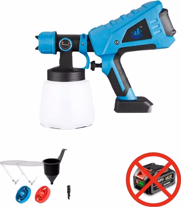 Pistola a spruzzo per vernici, elettrica, capacità 1000 ml, senza batteria